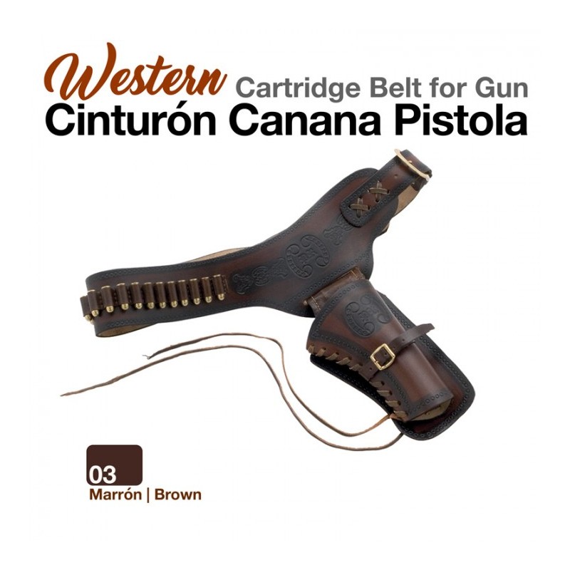 CINTURÓN CANANA PISTOLA WESTERN MARRÓN