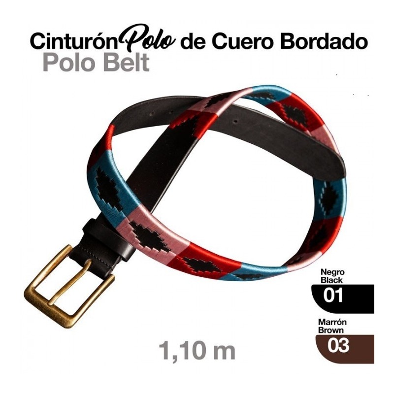 CINTURÓN POLO CUERO BORDADO