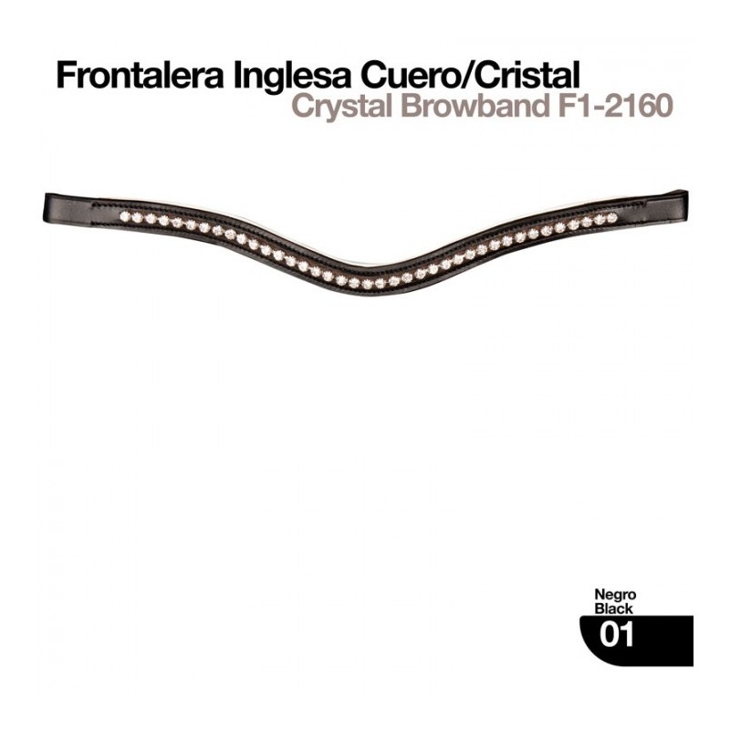 FRONTALERA INGLESA CUERO/CRISTAL NEGRO