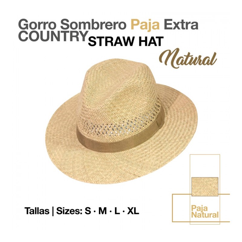 Sombrero fabricado en 100% paja extra.