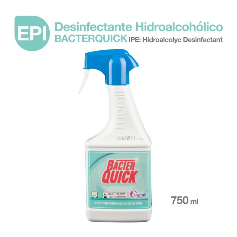 Desinfectante hidroalcohólico de secado rápido BACTER QUICK para la limpieza de superficies.