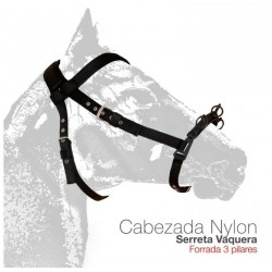 CABEZADA SERRETA VAQUERA FORRADA NYLON 3-pilares NEGRO