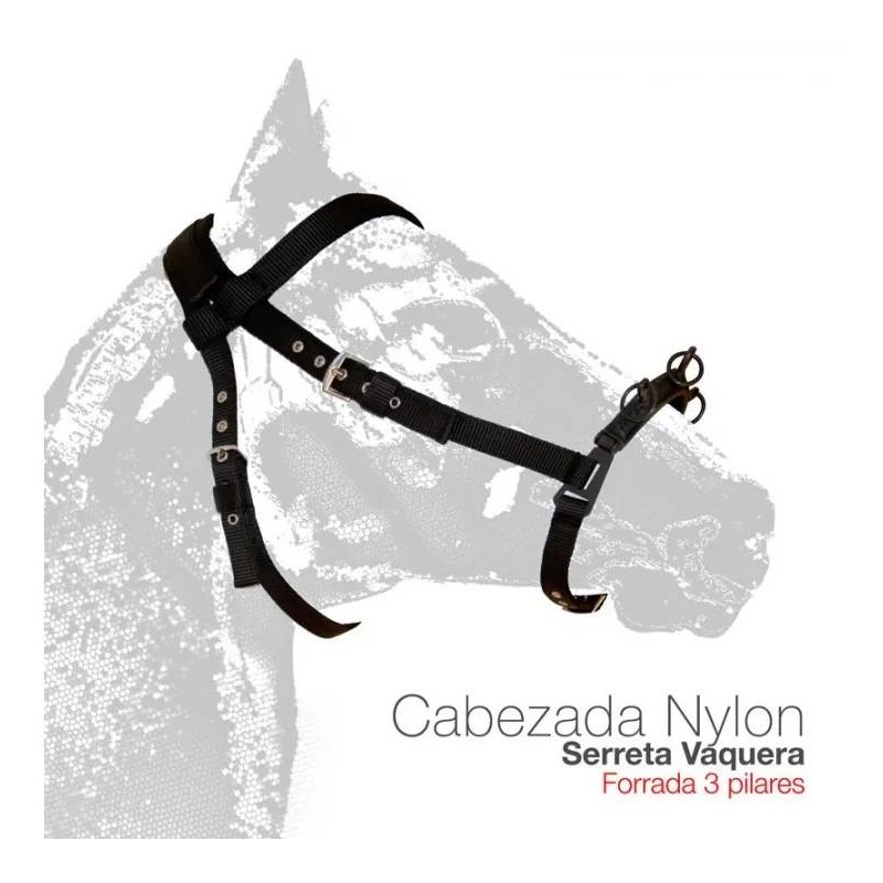 CABEZADA SERRETA VAQUERA FORRADA NYLON 3-pilares NEGRO