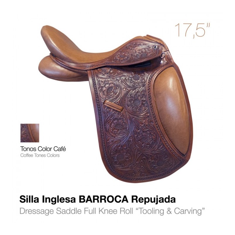 SILLA INGLESA BARROCA REPUJADA 17.5" CAFÉ/AVELLANA