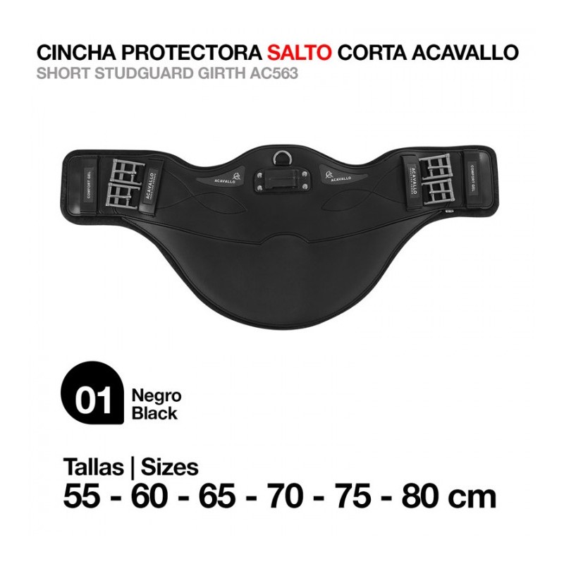 CINCHA PROTECTORA SALTO CORTA ACAVALLO AC563 NEGRO