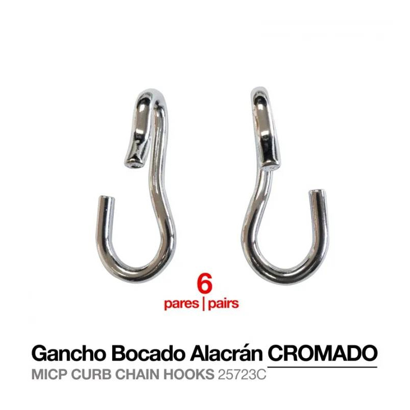 GANCHO BOCADO ALACRÁN CROMADO 25723C 6 PARES