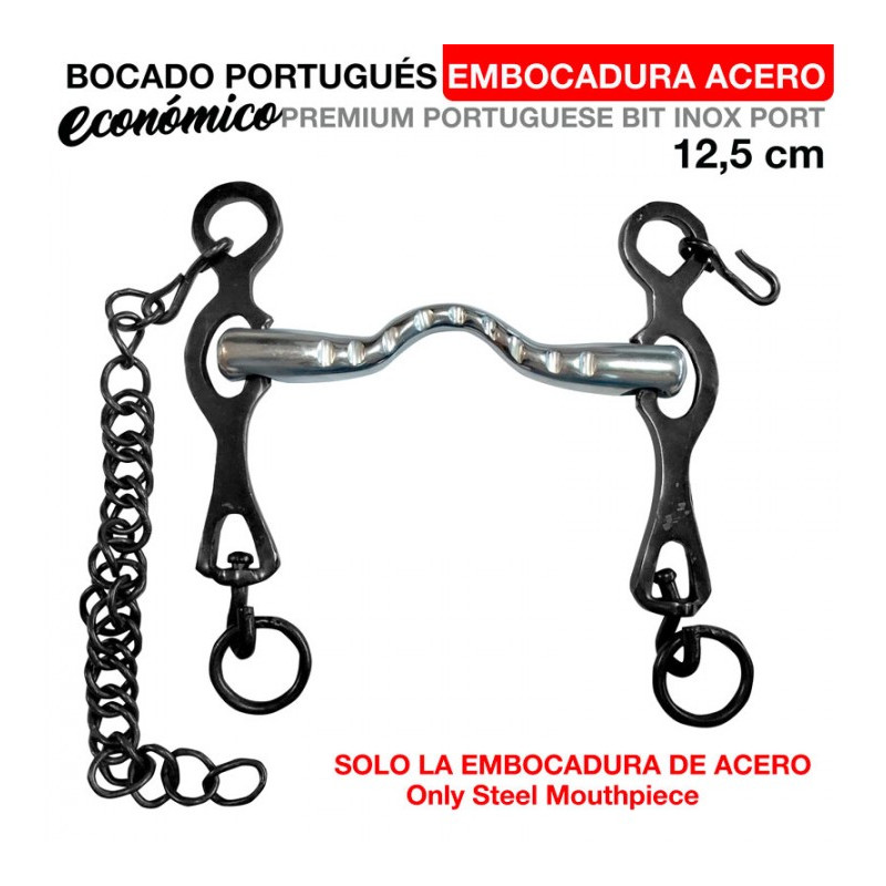 BOCADO PORTUGUÉS EMBOCADURA ACERO PIERNA NEGRA 12.5cm