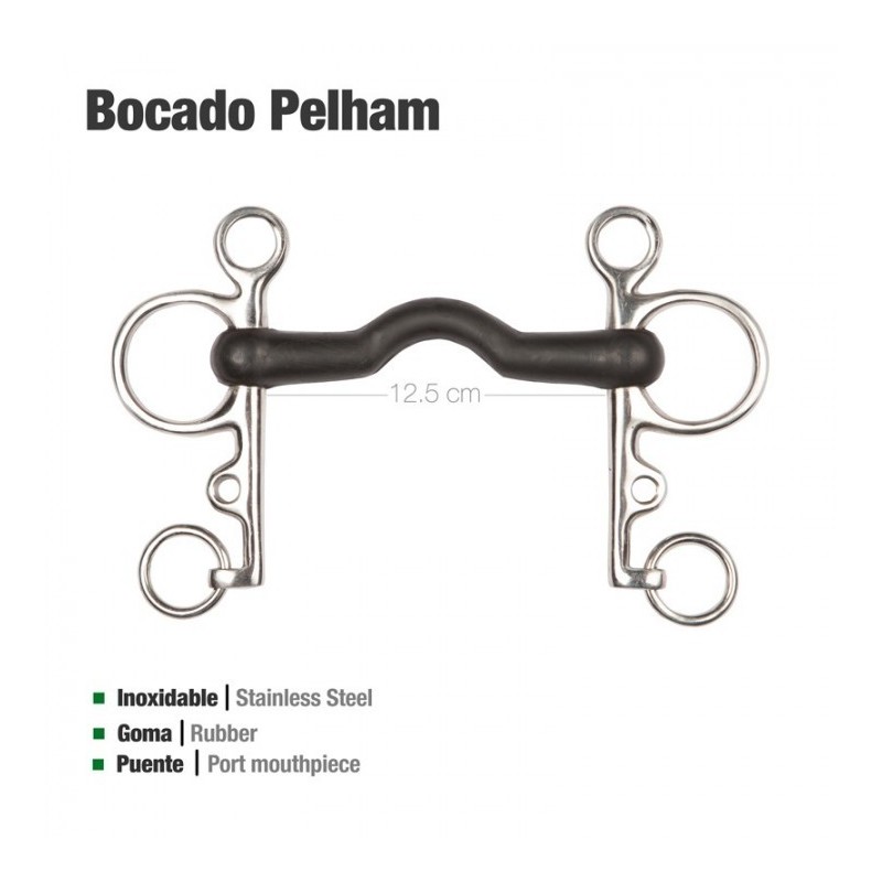 BOCADO PELHAM GOMA PUENTE ECO. INOX