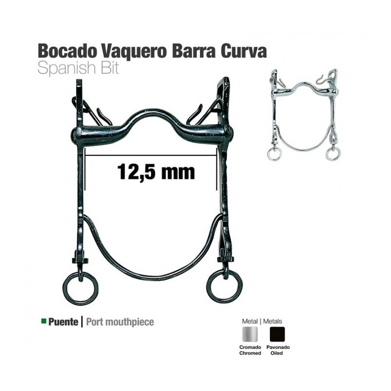 BOCADO VAQUERO BARRA CURVA 21797C CROMADO 12.5cm