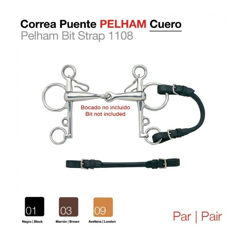 CORREA PUENTE PELHAM CUERO NEGRO PAR