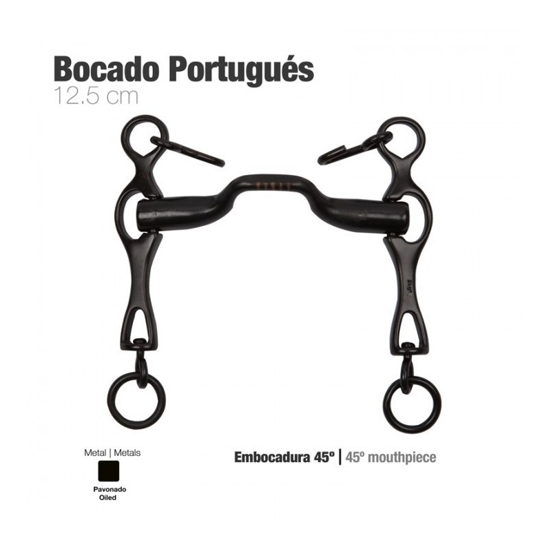 BOCADO PORTUGUÉS EMBOCADURA 45º PAVONADO 12.5cm