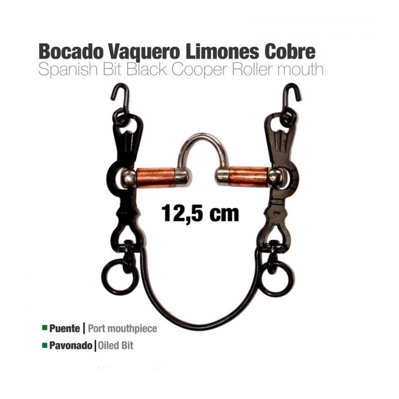 BOCADO VAQUERO LIMONES COBRE 5C PAVONADO 12.5cm