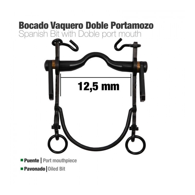 BOCADO VAQUERO DOBLE PORTAMOZO PAVONADO 12.5cm