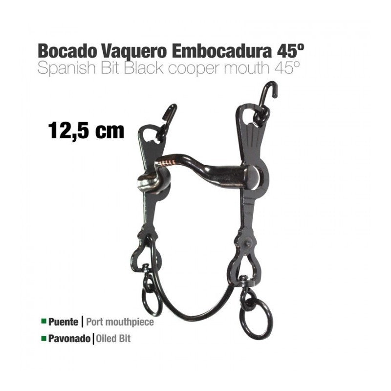 BOCADO VAQUERO EMBOCADURA 45º 3C PAVONADO 12.5cm