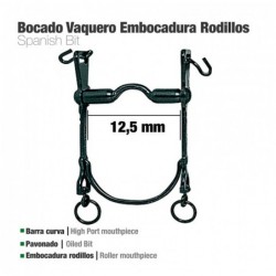 BOCADO VAQUERO B/CURVA EMBOCADURA RODILLOS 12.5cm