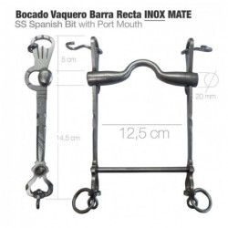 BOCADO VAQUERO BARRA RECTA 2D INOX MATE 12.5cm