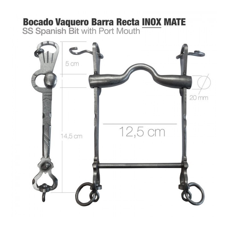 BOCADO VAQUERO BARRA RECTA 2D INOX MATE 12.5cm