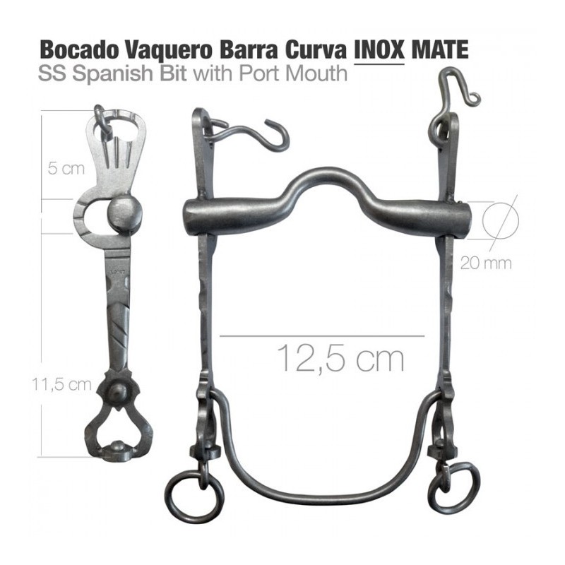 BOCADO VAQUERO B/CURVA 2D INOX MATE 12.5cm