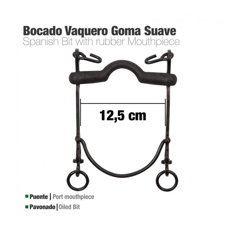 BOCADO VAQUERO GOMA SUAVE 7A PAVONADO 12.5cm