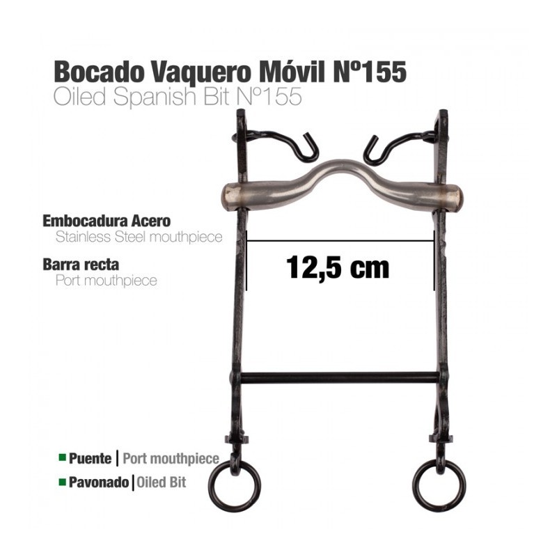 BOCADO VAQUERO MÓVIL BARRA RECTA Nº155 12.5cm