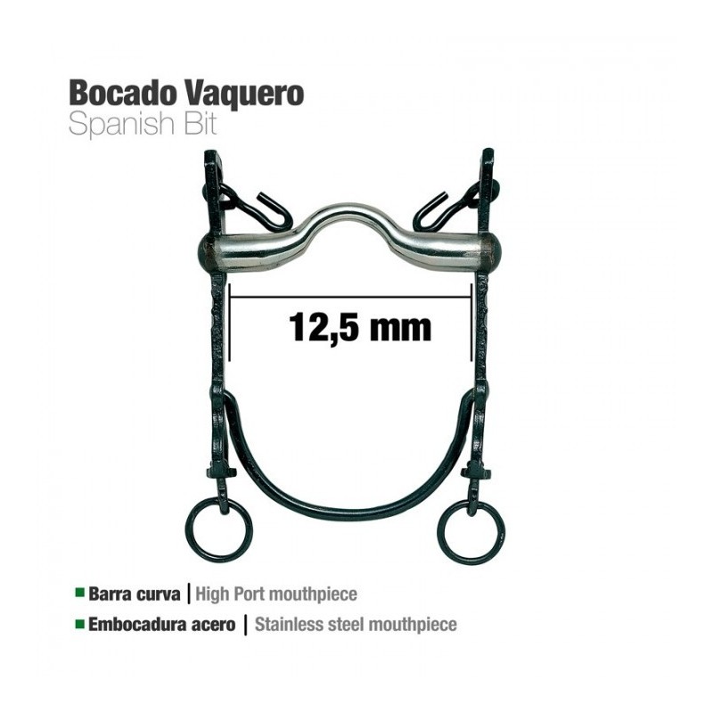 BOCADO VAQUERO B/CURVA EMBOCADURA ACERO 12.5cm