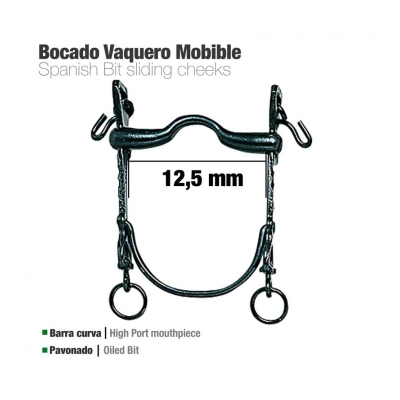 BOCADO VAQUERO B/CURVA MOVIBLE PAVONADO 12.5cm