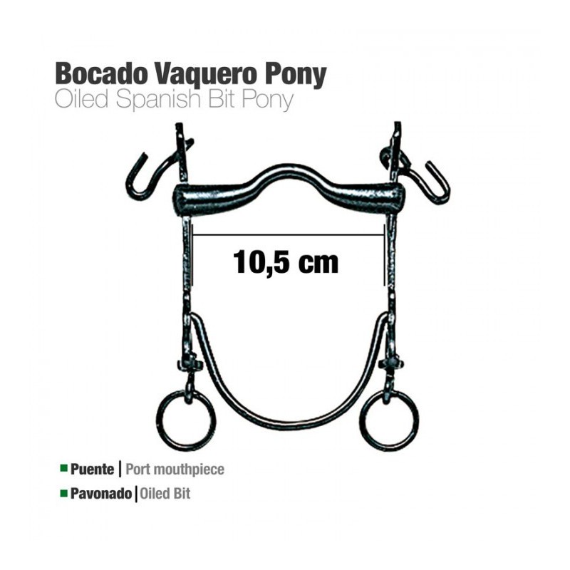 BOCADO VAQUERO B/CURVA PONY PAVONADO 10.5cm
