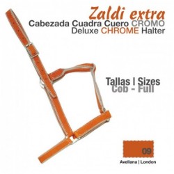 CABEZADA CUADRA CUERO CROMO ZALDI EXTRA