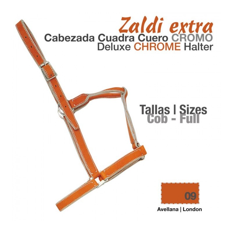 CABEZADA CUADRA CUERO CROMO ZALDI EXTRA