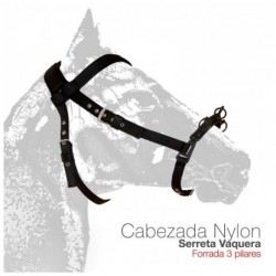 CABEZADA SERRETA VAQUERA FORRADA NYLON 3 pilares NEGRO