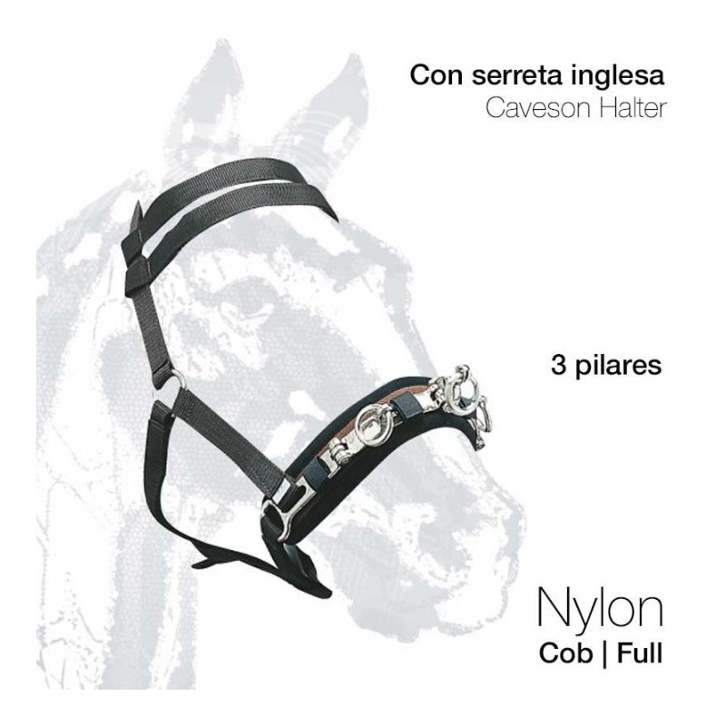 CABEZADA SERRETA INGLESA NYLON 4523PE MARRÓN