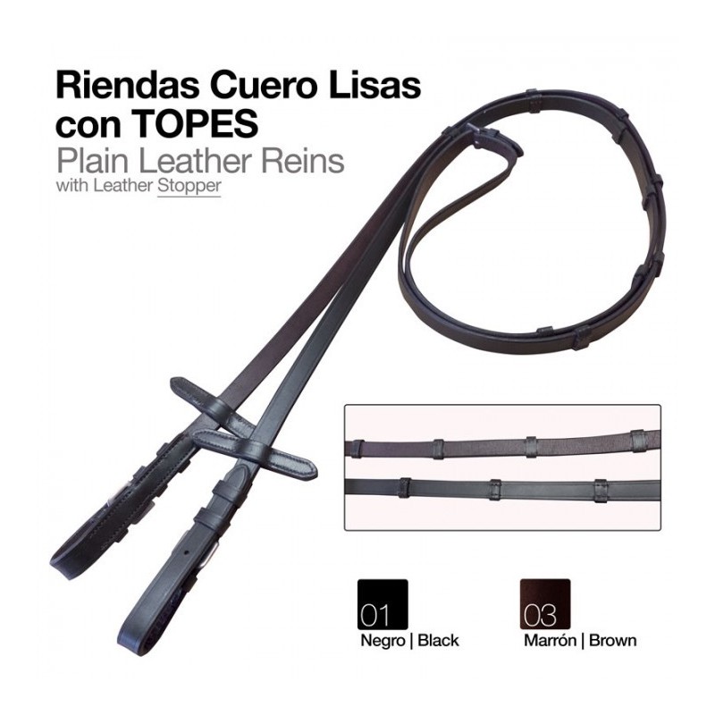 RIENDAS CUERO LISAS CON TOPES