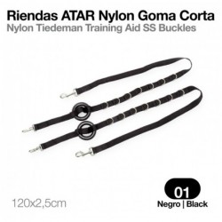 RIENDAS ATAR NYLON GOMA CORTA NEGRO