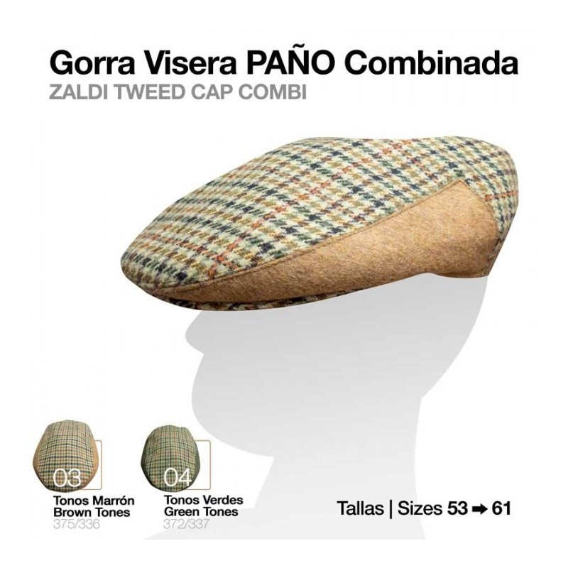 GORRA VISERA PAÑO COMBINADA CUADRO