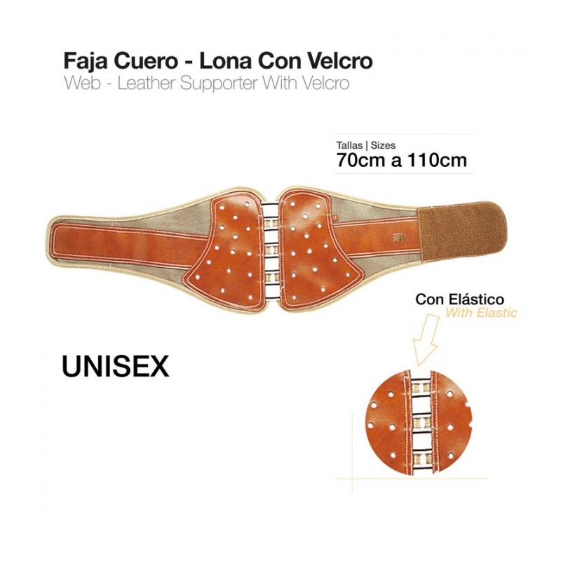 FAJA CUERO LONA Nº750 CON VELCRO