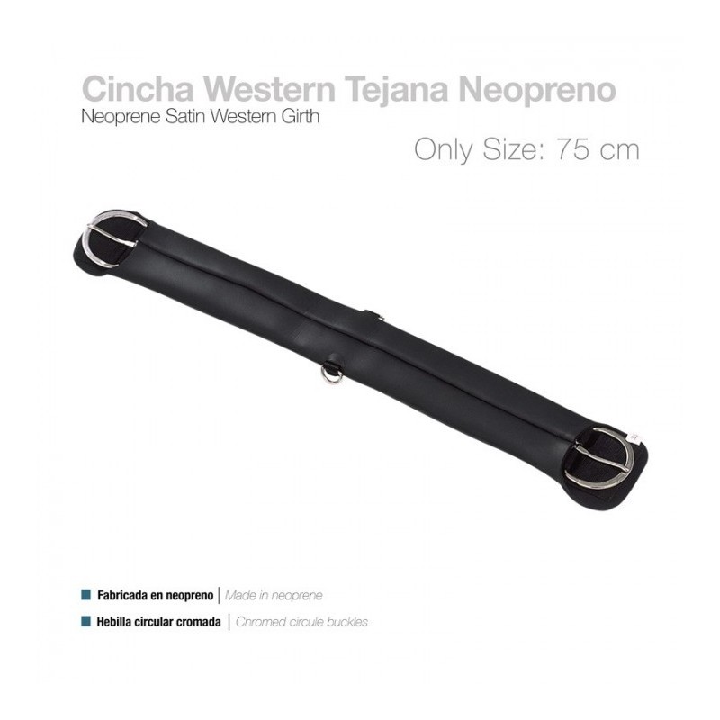 CINCHA WESTERN TEJANA NEOPRENO NEGRO 75cm