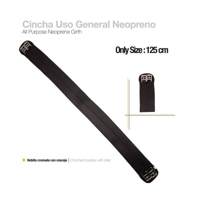 CINCHA USO GENERAL NEOPRENO ECONÓMICA NEGRO 125cm