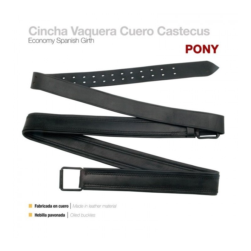 CINCHA VAQUERA CUERO CASTECUS PONY 12050 NEGRO