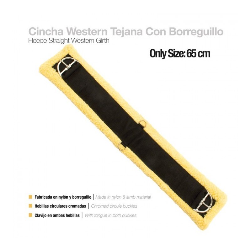 CINCHA WESTERN TEJANA NYLON CON BORREGUILLO 65cm