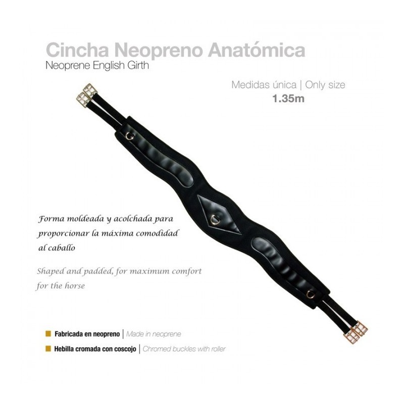 CINCHA NEOPRENO ANATÓMICA TN-2141-54 1.35m NEGRO