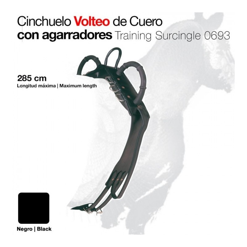 CINCHUELO VOLTEO CUERO CON AGARRADORES 0693 NEGRO