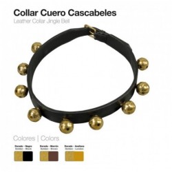 COLLAR CUERO CASCABELES 4cm.