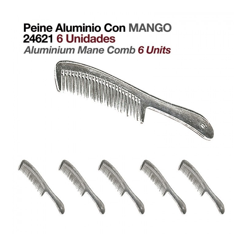 PEINE ALUMINIO CON MANGO 24621 6uds