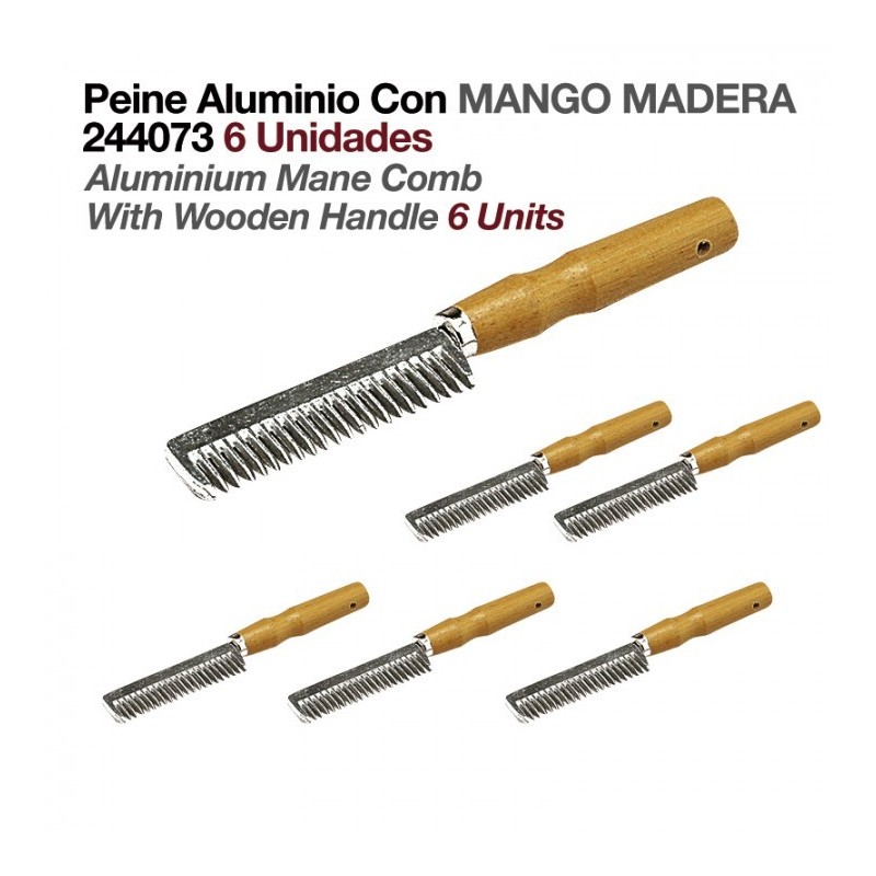 PEINE ALUMINIO CON MANGO MADERA 244073 6uds