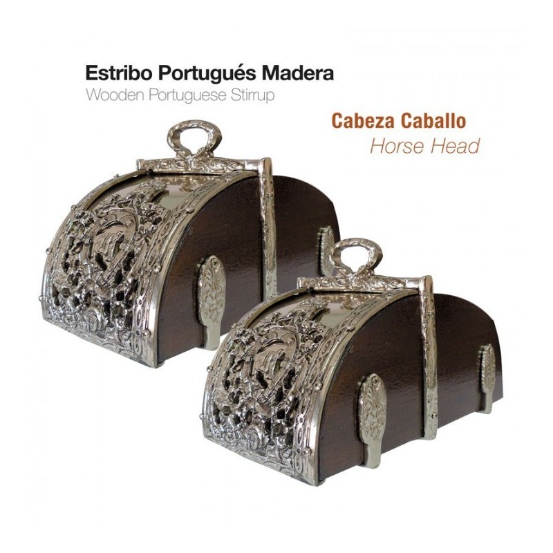 ESTRIBO PORTUGUÉS MADERA CABEZA CABALLO