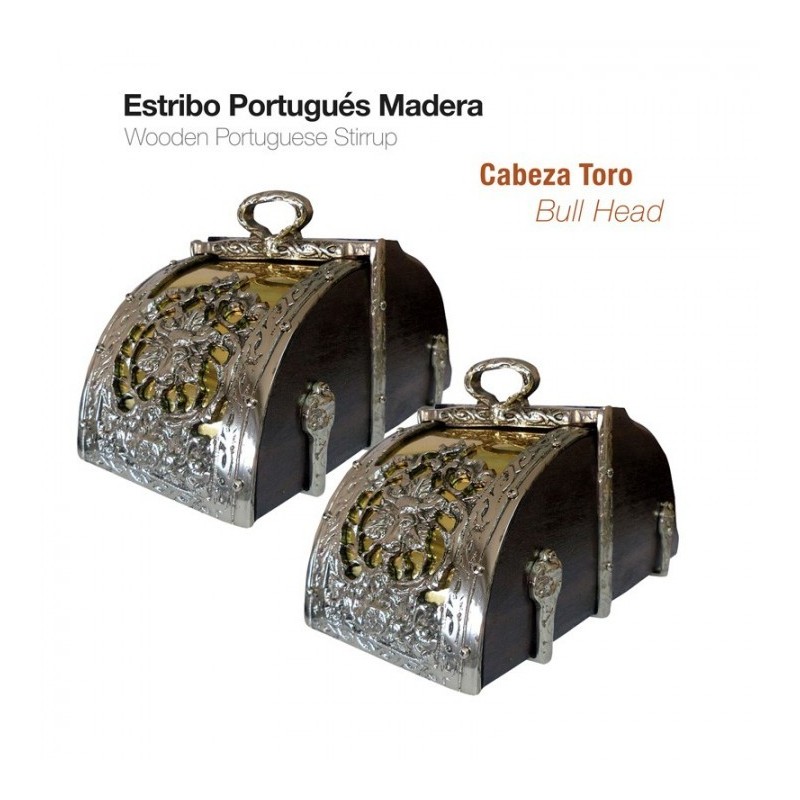 ESTRIBO PORTUGUÉS MADERA CABEZA TORO