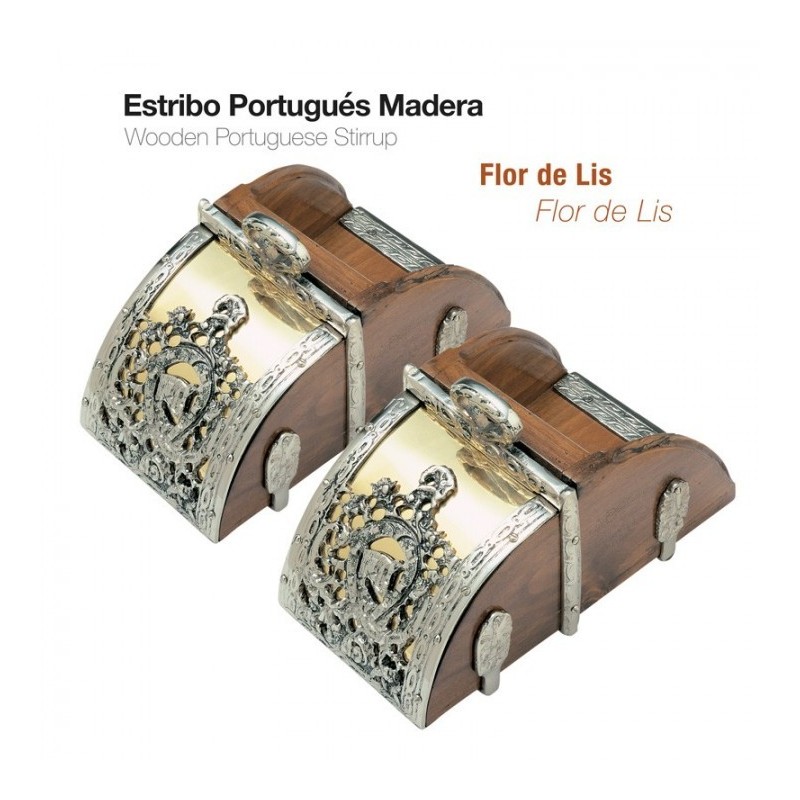 ESTRIBO PORTUGUÉS MADERA FLOR DE LIS