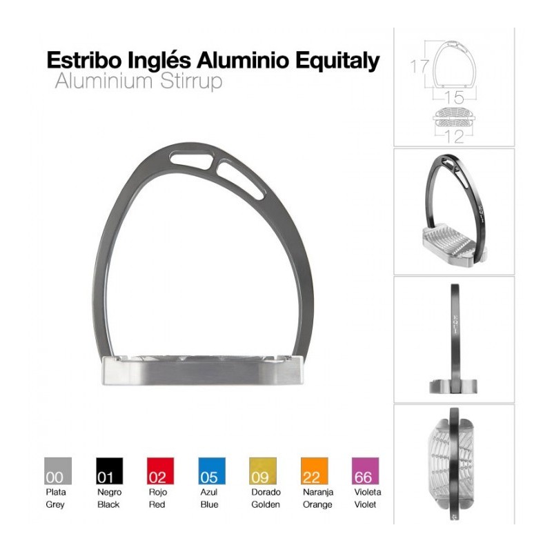 ESTRIBO INGLÉS ALUMINIO EQUITALY GRIS