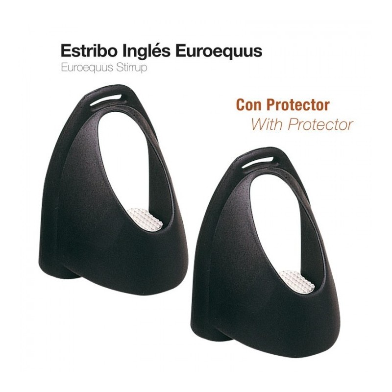 ESTRIBO INGLÉS EUROEQUUS CON PROTECTOR NEGRO