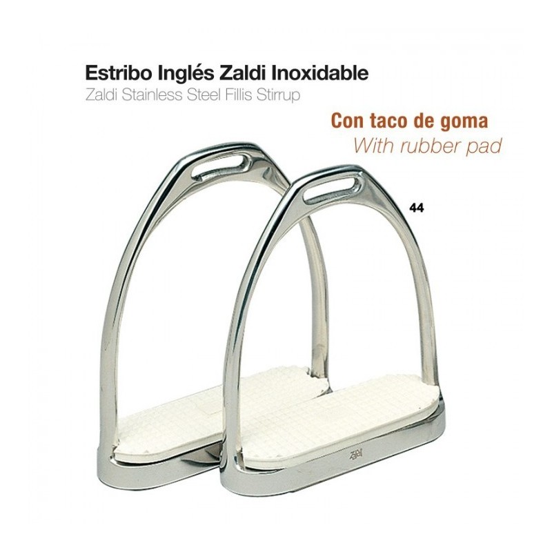 ESTRIBO INGLÉS ZALDI INOX CON TACO 22108-44